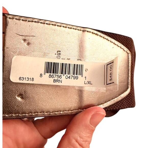 Y2K Calvin Klein Stretch Waist Belt Brown Snakeskin Silver L/XL NWT main image 4